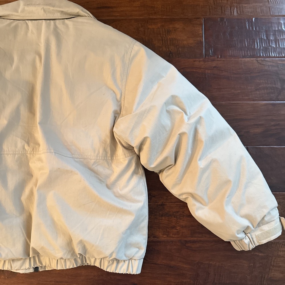 Eddie Bauer Mens Tan Goose Down Puffer Jacket Fleece Collar Vintage Large L - Picture 6 of 12